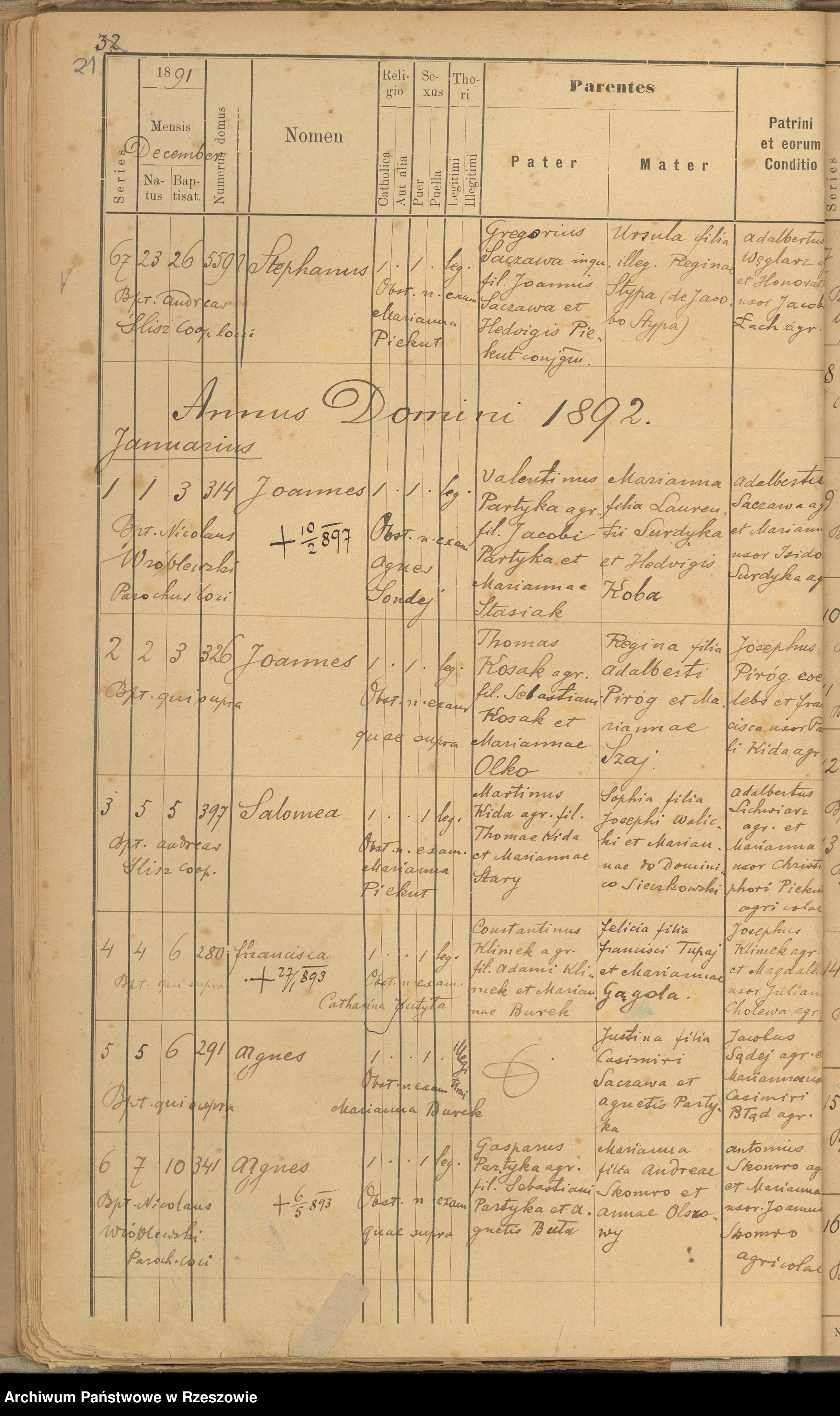 Skan z jednostki: Księga urodzeń - Kamień