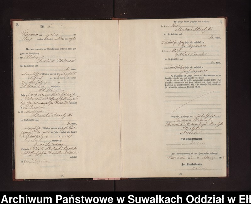 image.from.unit.number "Heiraths-Neben-Register des Preussischen Standes-Amtes Rydzewen Kreis Loetzen"