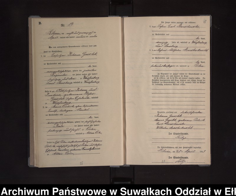 image.from.unit.number "Heiraths-Neben-Register des Königlichen Preussischen Standes-Amtes Orlen Kreis Loetzen"