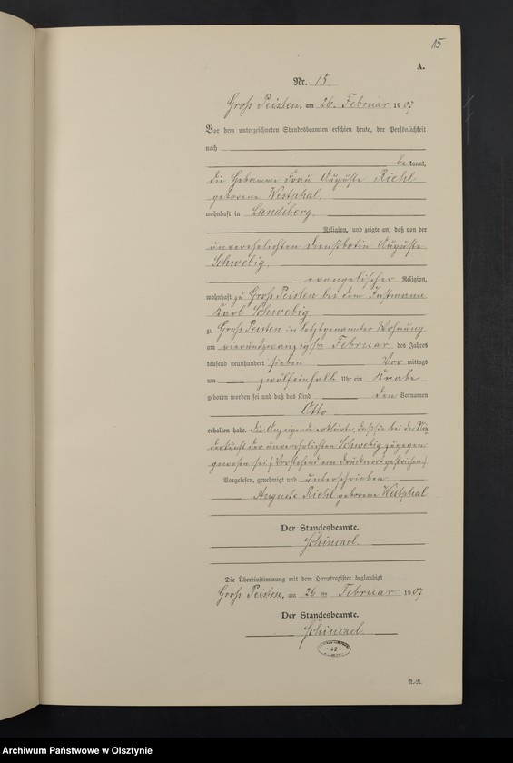 Obraz 17 z jednostki "Geburts-Neben-Register Nr 1 - 35"