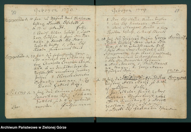 image.from.unit.number "Kirchen "Buch" von Herzogswalde, Meekow und Arensdorf worin die Jährlich Gebohrnen, Verstorbenen und Vertrauten dieser Parochie verzeichnet worden von 6 Juli 1778."