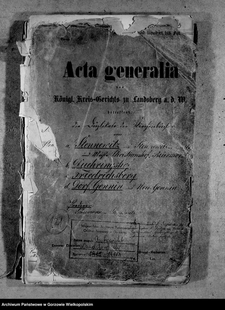 image.from.unit.number "Duplikate der Kirchenbücher von Stennewitz: Stennewitz (Stanowice), Stennewitzer Hütte (Stanowiczki), Christinenhof (Osica), Bayershorst (Dobrobądz), Dühringshof (Bogdaniec), Friedrichsberg (Motylewo), Gennin (Jenin), Klein Marwitz (Marwiczki)"
