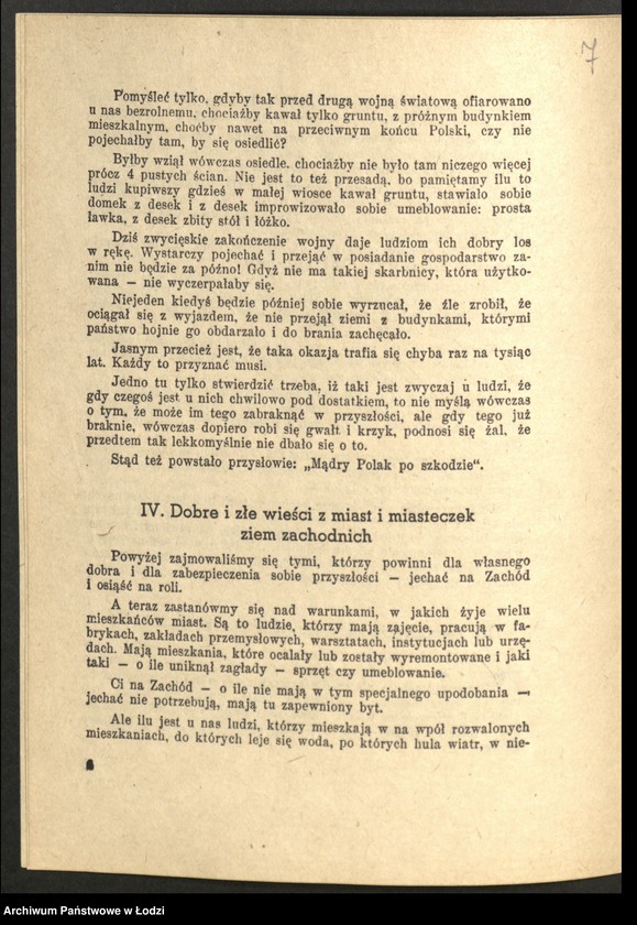 Obraz 8 z jednostki ""Życie Gospodarcze" (dwutygodnik - numer specjalny poświęcony gospodarstwu Ziem Odzyskanych), "Prawda o Ziemiach Zachodnich" -Mirosław Bezłuda"
