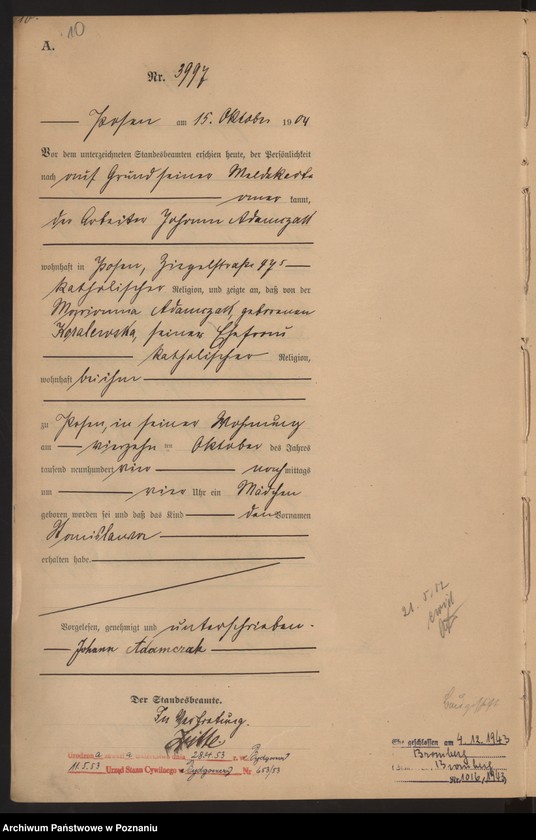 Obraz 11 z jednostki "Księga miejscowa urodzeń tom VIII"