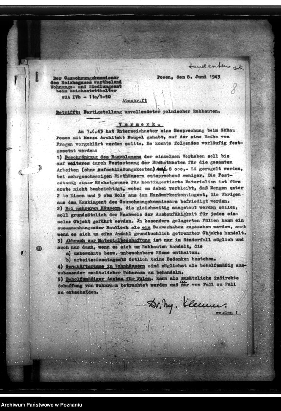 Obraz 13 z jednostki "Fertigstellung unvollendeter polnischer Rohbauten. Grundstücksverkher. Kriegswohnungsbau"