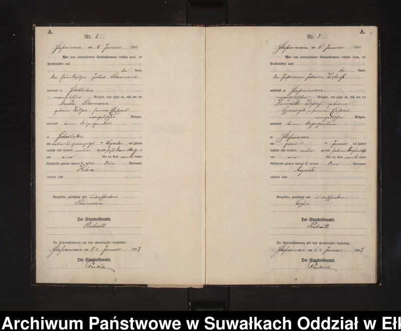 image.from.unit.number "Geburts-Neben-Register des Preussischen Standes-Amtes Stasswinnen Kreis Lötzen"