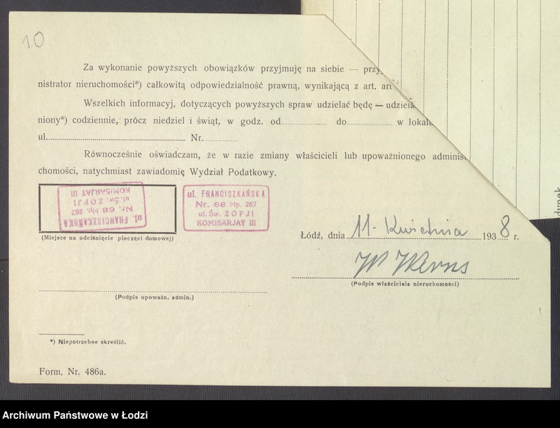 image.from.unit.number "Księga inwentarzowa nieruchomości m. Łodzi ul. św. Zofii"