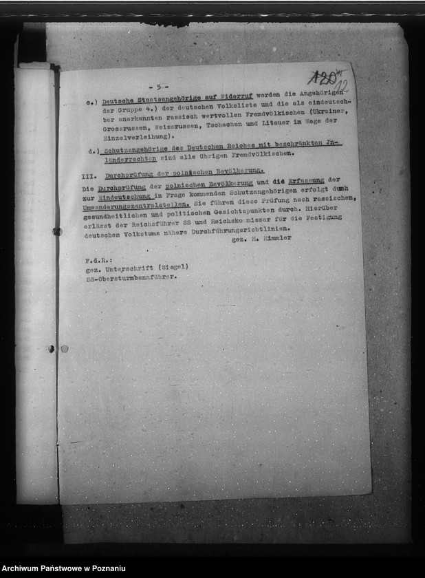 Obraz 16 z jednostki "Zarządzenia, wytyczne i korespondencja w sprawach ogólnych niemieckiej listy narodowej"