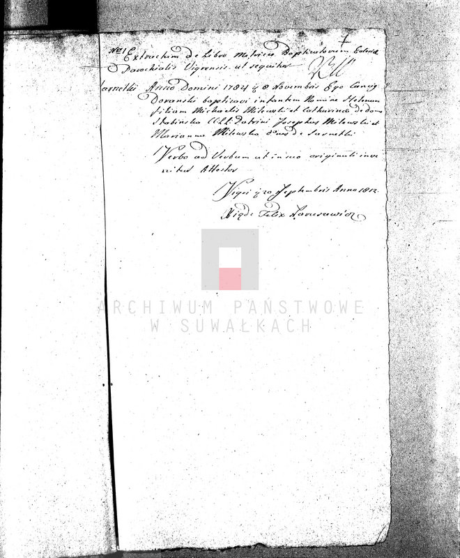 image.from.unit.number "Dowody do Akt Małżeństw Gminy Wigierskiey od dnia 1 Maja 1812 Roku do dnia ostatniego kwietnia 1813 Roku."