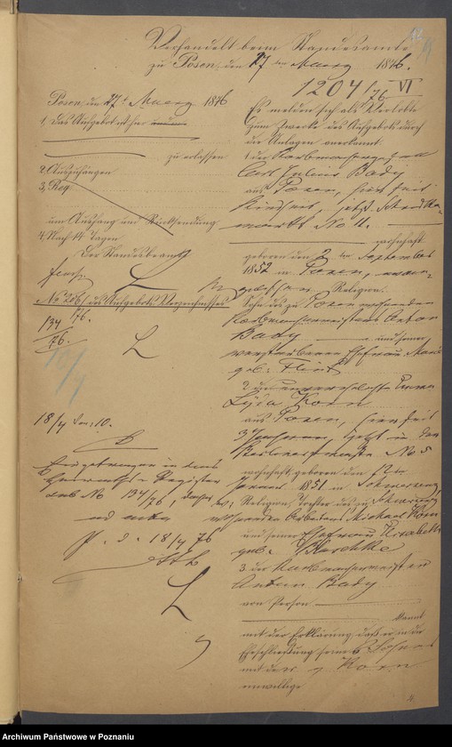 Obraz 14 z jednostki "Die von den Verlobten beigebrachten Urkunden zur Eheschliessung pro 1876"