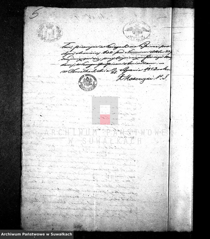image.from.unit.number "[Dowody do akt małżeństw parafia rzym. - kat. Wigry] z roku 1852"