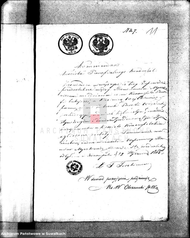 image.from.unit.number "Anneksa do Akt Zaślubionych Parafii Wigierskiej z Roku 1865."