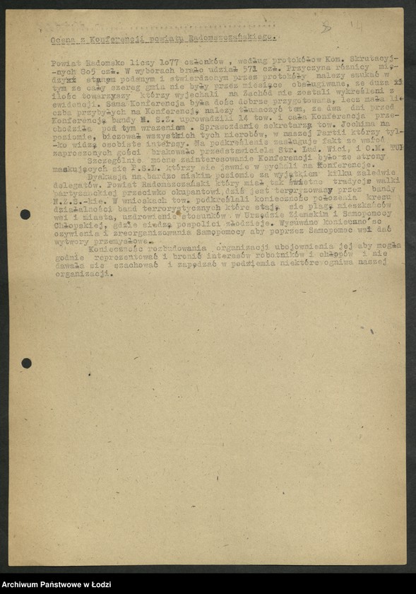 Obraz 5 z jednostki "Oceny [przebiegu oraz nadesłanych materiałów sprawozdawczych z] konferencji powiatowych [i miejskich]"
