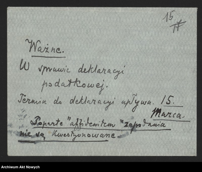 image.from.unit.number "Orłowski Józef; Załączniki: 1) wycinki prasowe; 2) rachunek dla I. Paderewskiego z 27 I 1926 r.; 3) "Odznaczenie dla Związkowców... Zjednoczeniowców... W sprawie Encyklopedii" (rękopis J. Orłowskiego); 4) "Kopia okrężnego listu do p. Siwińskiego i przyjaciół w Ameryce" J. Orłowskiego z 11 III 1926 r. (maszynopis); 5) "Mój okólnik do ustanowionych przezemnie mężów zaufania", 24 III 1926 r. (kopia - maszynopis); 6) "Kopia listu do przyjaciół w Ameryce" J. Orłowskiego z 31 III 1926 r. (maszynopis - fotokopia); 7) list Bernaczka - w imieniu "Zarządu Okręgowego Związku Towarzystw Powstańców i Wojaków" (Bydgoszcz) do J. Orłowskiego oraz I. Paderewskiego z 20 IV 1926 r. (rękopis, maszynopis); 8) "Affidewit" (oświadczenia) J. Orłowskiego z 4 IX 1926 r.; 9) list do ministra spraw zagranicznych z 26 IX 1926 r. (rękopis J. Orłowskiego, dopiski I. Paderewskiego, notatka - rękopis H. Lübke; 10) "Podpisy na liście Monarchistów" (rękopis J. Orłowskiego); Jeden list niekompletny; L.43"