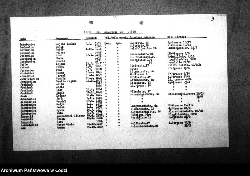 Obraz 12 z jednostki "[Alfabetyczny spis mieszkańców getta. Litera J]"
