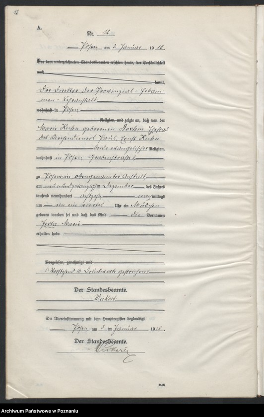 Obraz 14 z jednostki "Księga urodzeń odpis tom I [Rejestr poboczny urodzeń]"