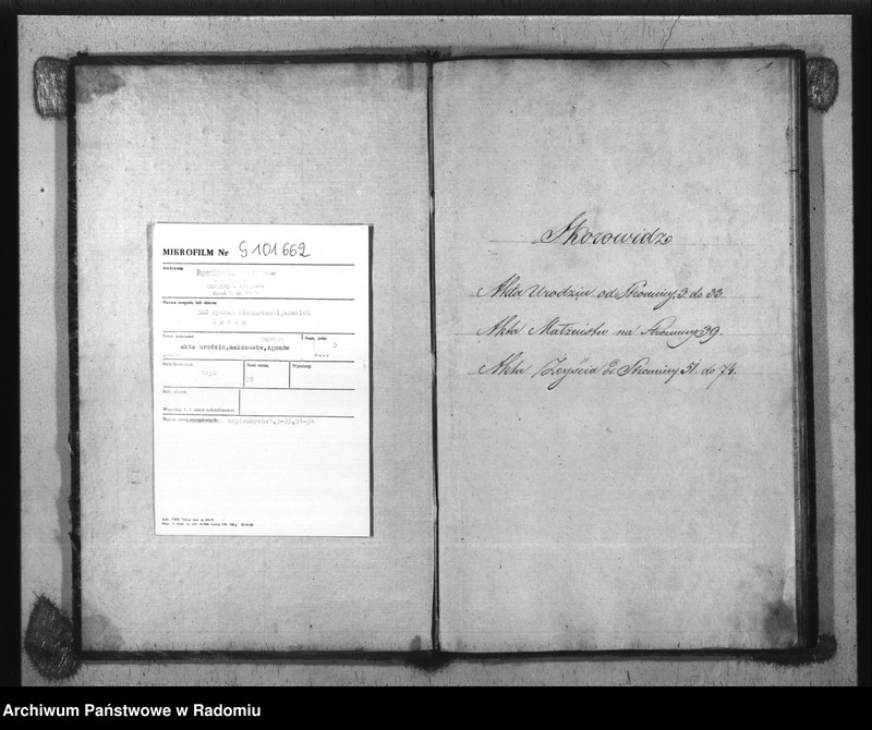 image.from.unit.number "Akta Stanu Cywilnego Wyzna[nia] Mojżeszowego Parafii Radom Urodzin, Małżeństwa i Zejścia z Roku 1830"