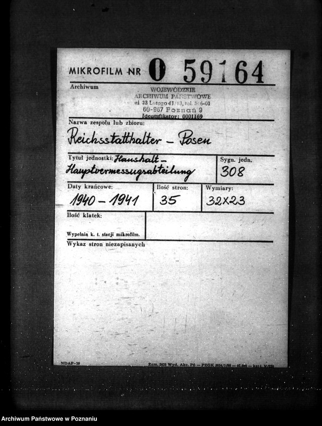 Obraz 2 z jednostki "Haushalt- Hauptvermessengsabteilung"