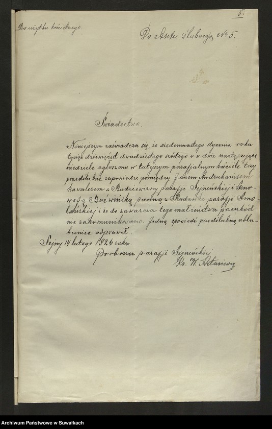 Obraz 7 z jednostki "Dokumenty Zaślubionych Rzymsko-Katolickiej parafii Smolańskiej za 1926 rok"