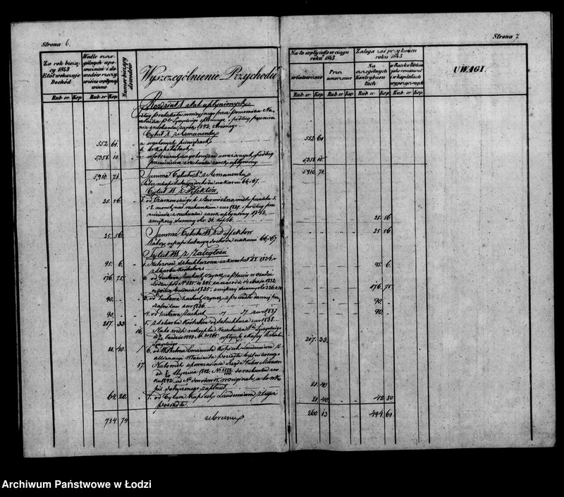 Obraz 9 z jednostki "Rachunek kasy ekonomicznej m. Łodzi za rok 1843"