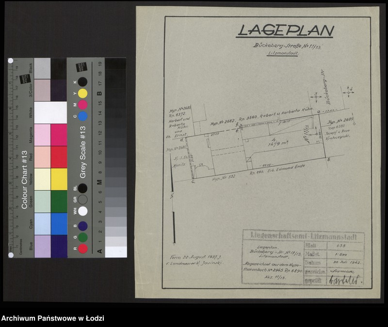 Obraz 1 z jednostki "Lageplan Bückeberg-Straße Nr 11/13 Litzmannstadt"