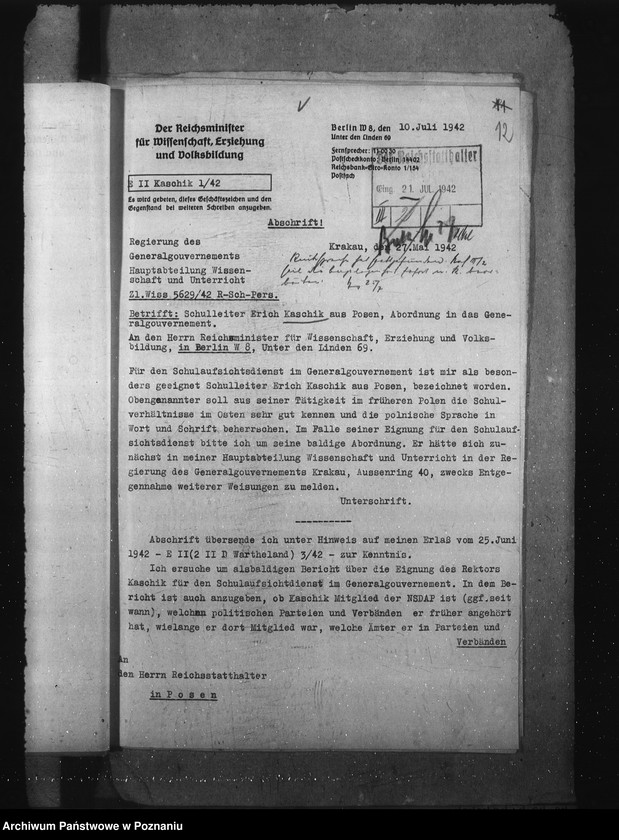 Obraz 16 z jednostki "Abgabe von Lehrkräften an das Generalgouvernement. Förderung volksdeutscher Lehrer"