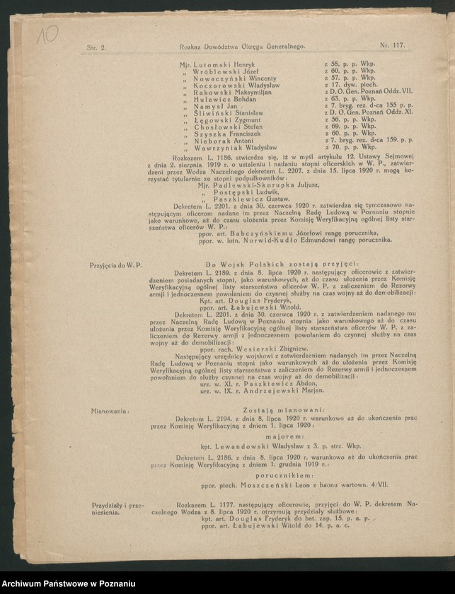 Obraz 12 z jednostki "/Rozkazy Dowództwa Okręgu Generalnego w Poznaniu/, nr 116-140."