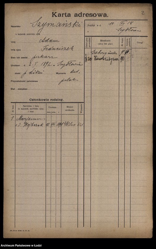 Obraz 4 z jednostki "[Spis ludności Łodzi] Szymański-Szymczacka"
