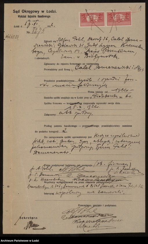 Obraz 3 z jednostki "Calel Domaszewski i S-ka- wyrób i sprzedaz towarów manufakturowych"