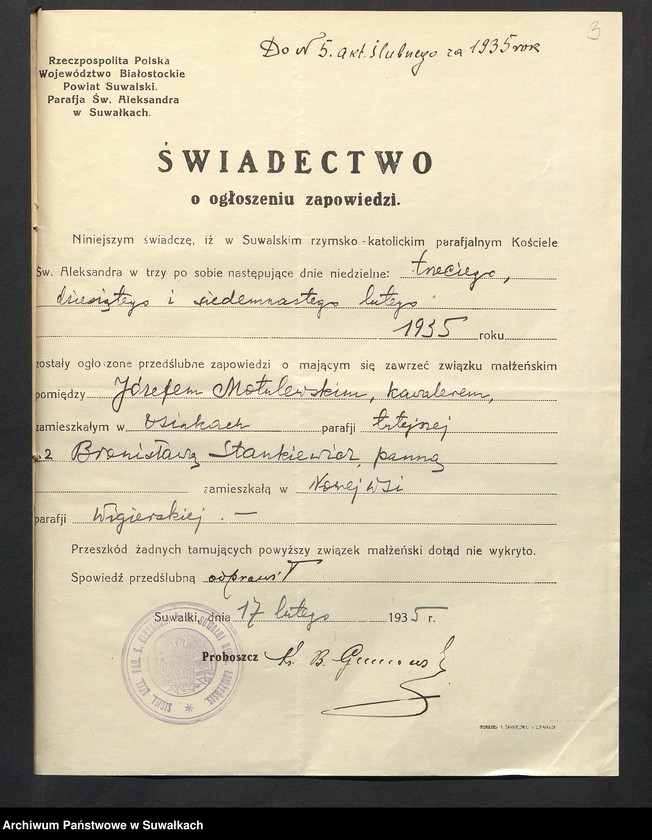 image.from.unit.number "Aneksa Aktów Ślubnych Rz-Katolickiej par. Wigierskiej za 1935 rok"