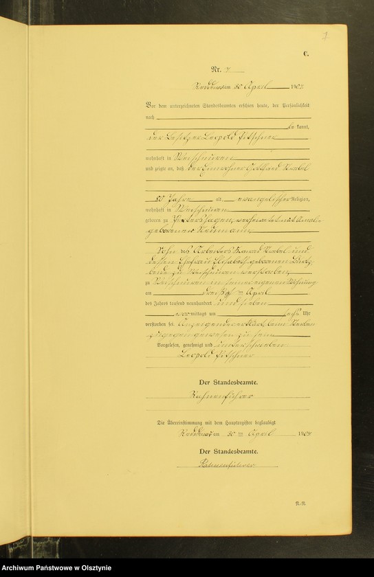 Obraz 9 z jednostki "Sterbe-Neben-Register Nr 1 - 26"