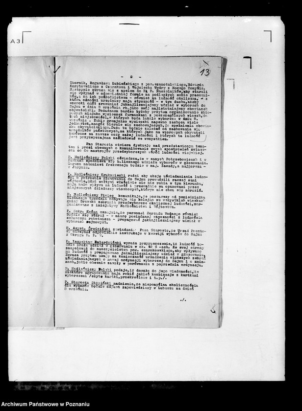 Obraz 17 z jednostki "Protokoły z zebrań periodycznych I instancji /kierowników władz i urzędów niezespolonych z terenu poszczególnych powiatów omawiające ogólną sytuację polityczną i społeczno-gospodarczą"