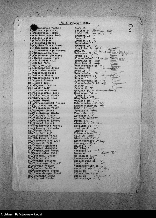 Obraz 11 z jednostki "[Pisma z Wydziału Prezydialnego, z Centralnego Więzienia i Wydziału Pracy zawiadamiające o przyjeżdżających i wyjeżdżających Żydach]"