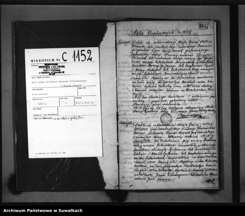 Obraz 3 z jednostki "Duplikat Aktów Zaślubionych, Urodzonych i Zmarłych Filiponów w Gminie Hołny Wolmerowskie na rok 1859"