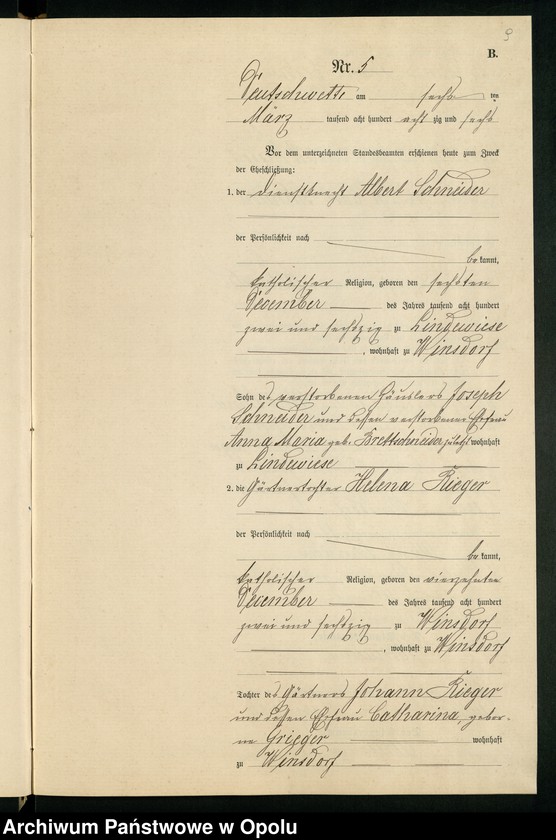 Obraz 13 z jednostki "Heiraths-Neben-Register des Standesamts Deutsch Wette pro 1886"