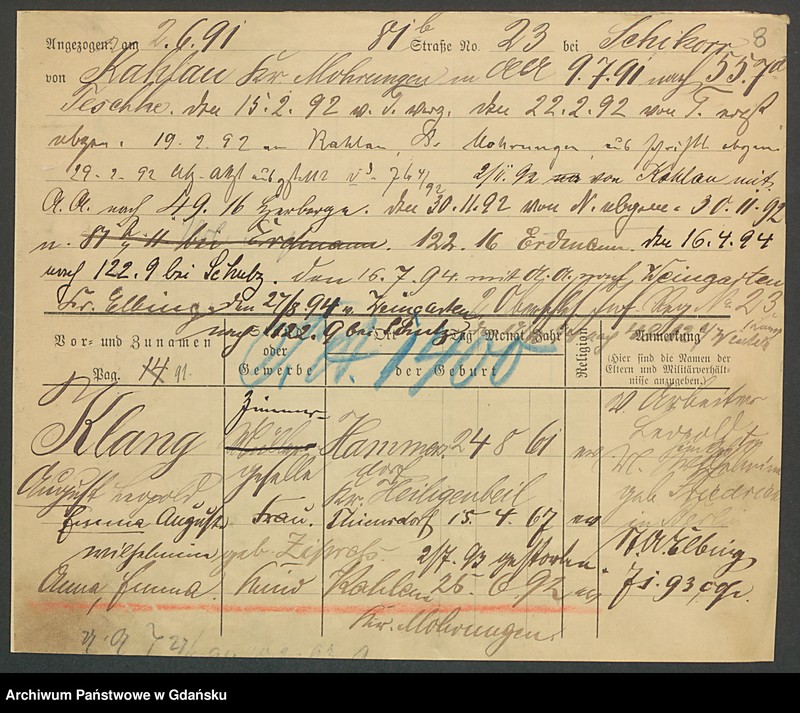 image.from.unit.number "Karty meldunkowe: Klang - Klatt J."