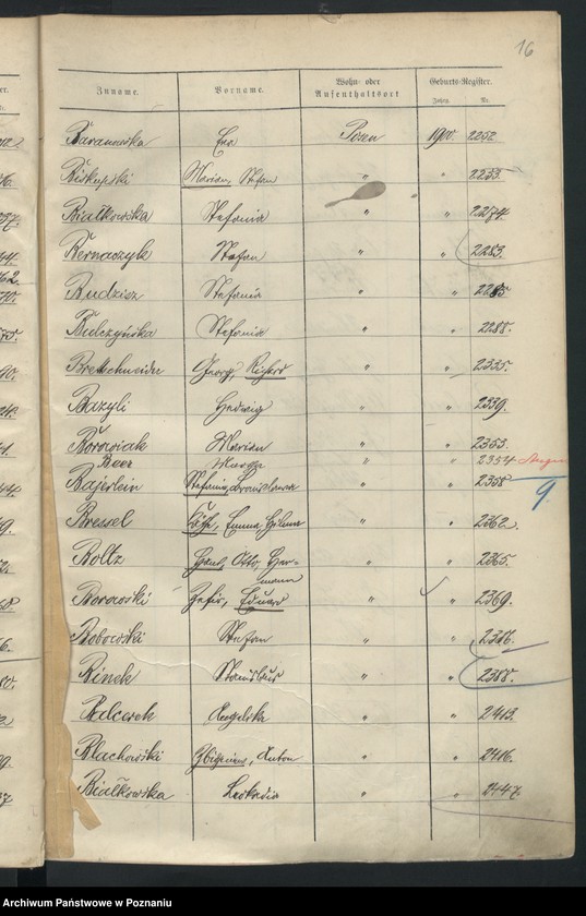 Obraz 19 z jednostki "Spis alfabetyczny urodzeń"