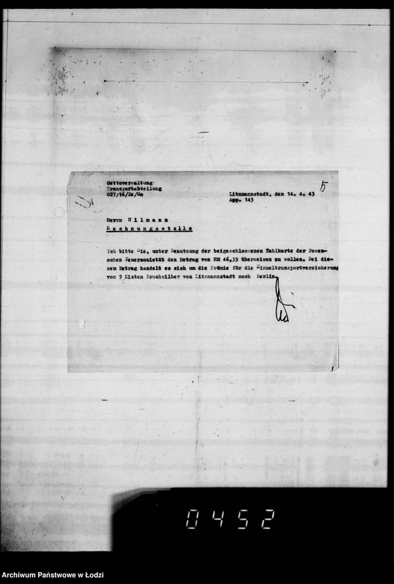 Obraz 9 z jednostki "[Polisy ubezpieczeniowe od ognia towarów w czasie transportu"