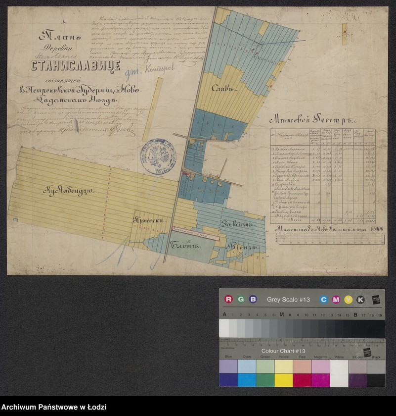 Obraz 1 z jednostki "Plan˝ derevni Stanislavice sostajaščej v ...novoradomskom˝ uězdě"