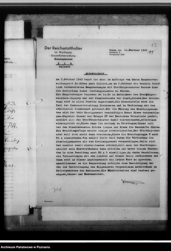 Obraz 20 z jednostki "[Korespondencja w sprawach organizacyjnych, sprawozdanie z działalności], Sippenamt für die Stadt und den Landkreis Kalisch [Kalisz]"