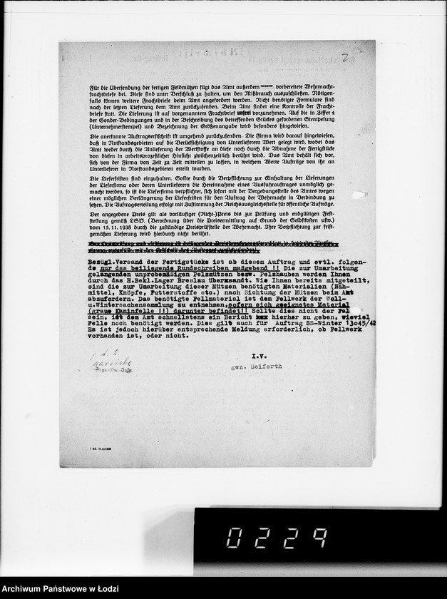 Obraz 6 z jednostki "456 Kriegsauftrag SS 13066/42 5712 Pelzmützen, 129 Pelzhauben HBA Berlin II"