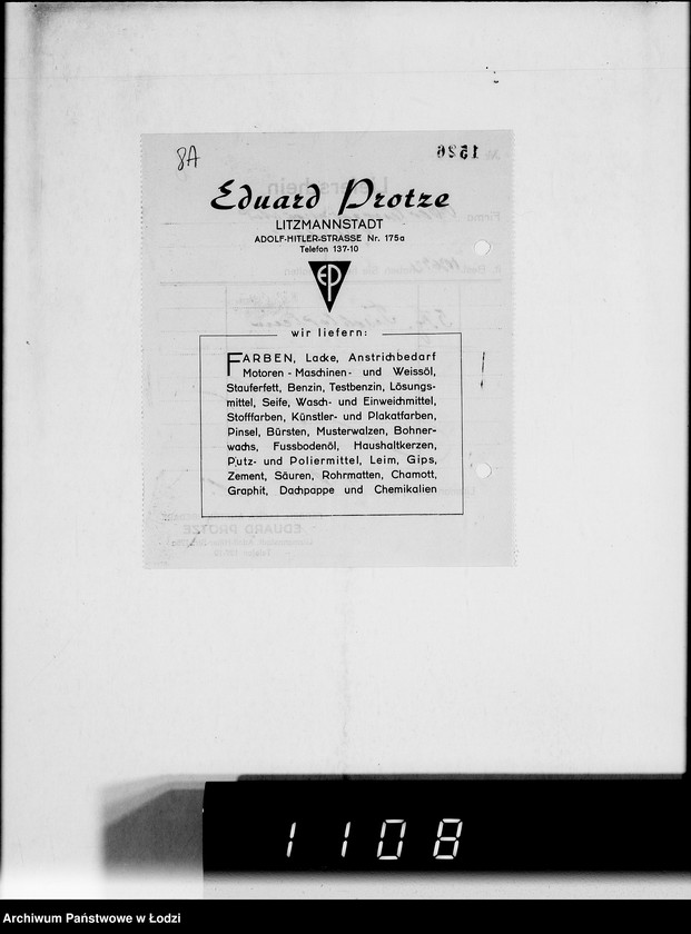 Obraz 14 z jednostki "Verschiedene. [Korespondencja w sprawie zaopatrzenia w artykuły techniczne]"