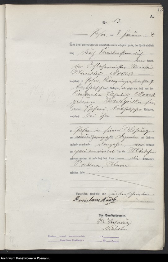 Obraz 15 z jednostki "Księga miejscowa urodzeń tom I [Rejestr główny urodzeń]"