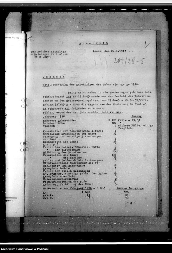 Obraz 6 z jednostki "Statistik - Sammlung, Musterung des Geburtsjahrganges 1926"
