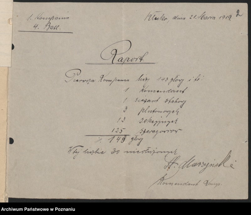 Obraz 5 z jednostki "Kampania Straży Ludowej w Kłecku IV Baon [Raporty]"