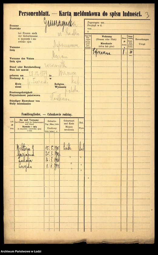 Obraz 5 z jednostki "[Spis ludności Łodzi] Gmerczyńska - Gogul"