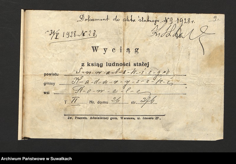 image.from.unit.number "Dokumenty przedstawione do aktów ślubnych w roku 1928 w filipowskiej r.k. parafji"