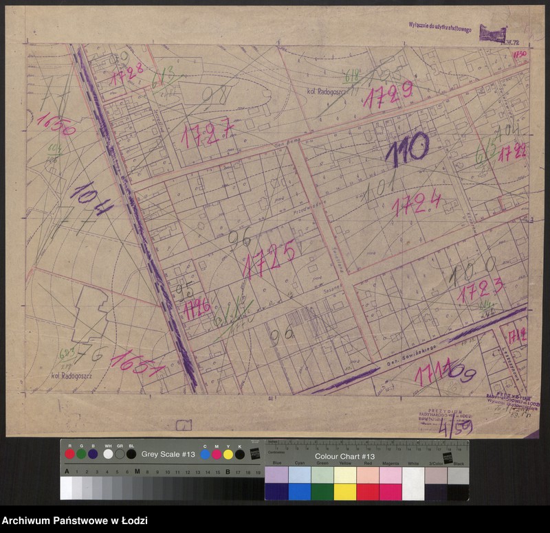 Obraz 1 z jednostki "Plan m. Łodzi 1:2000 z oznaczeniem podziału miasta na obwody i rejony spisowe. Sekcja NW72"