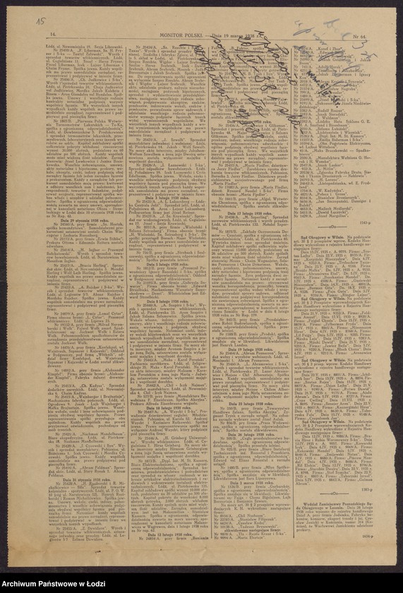 Obraz 17 z jednostki "Textyl Zelowski- Szoel Hersz Fryzer, Fiszel Liberman, Icek Lajzer Liberman, Chaim Fryzer- wyrób i sprzedaż towarów włókienniczych"