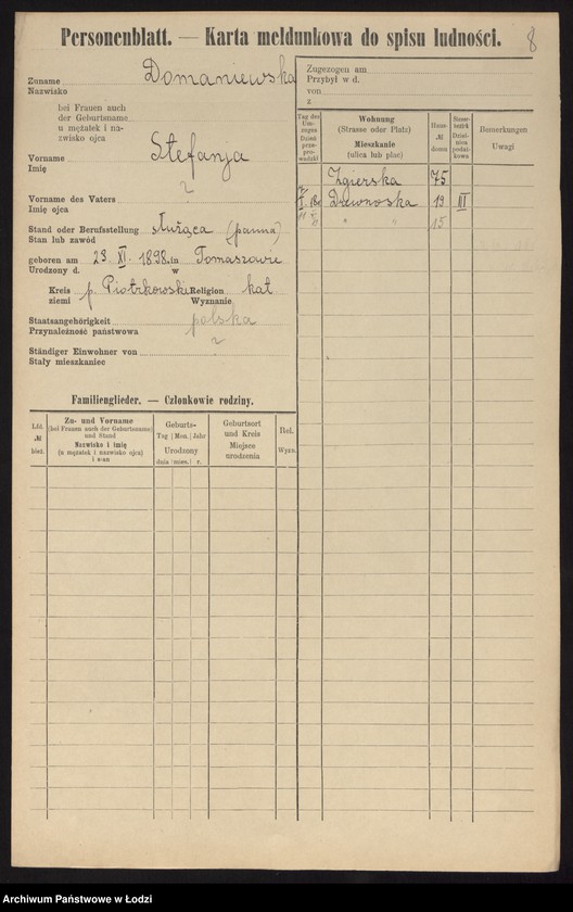 Obraz 10 z jednostki "[Spis ludności Łodzi] Doman - Domowicz"